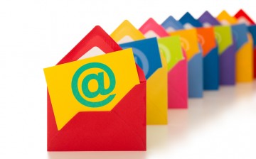 email symbol on row of colourful envelopes